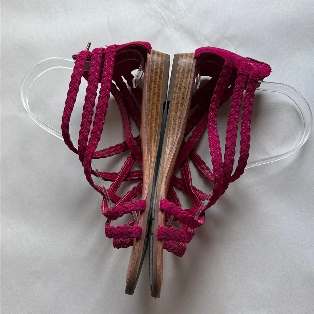 Carlos Santana Braided Leather Strappy Sandal Womens 8 magenta pink Festival - Picture 4 of 7